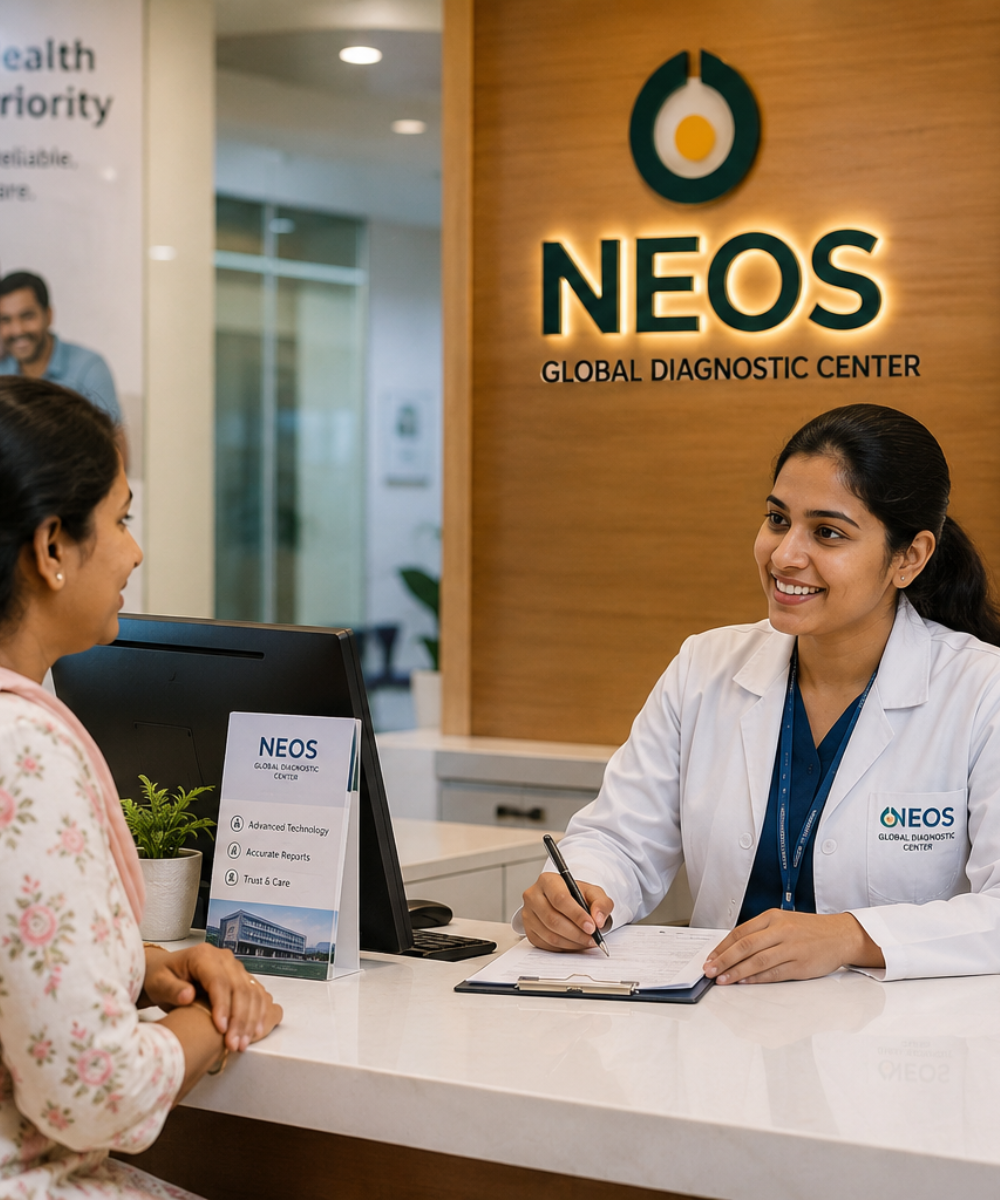 Patient booking appointment at Neos Global Diagnostic Center